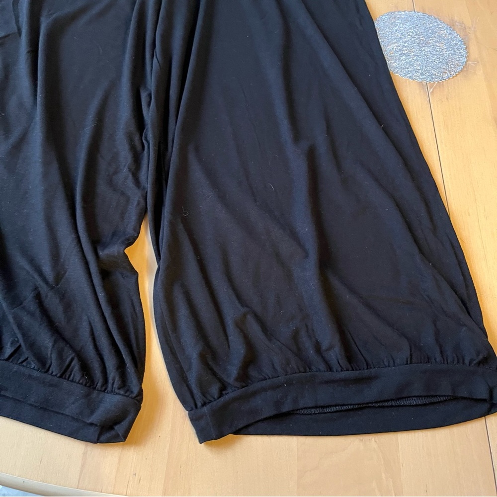 NWT Inside Out wide leg black gaucho capri cropped stretch pants wide waistband - Picture 7 of 7
